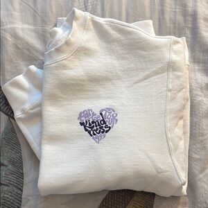 White Sweatshirt with Purple Heart Design
